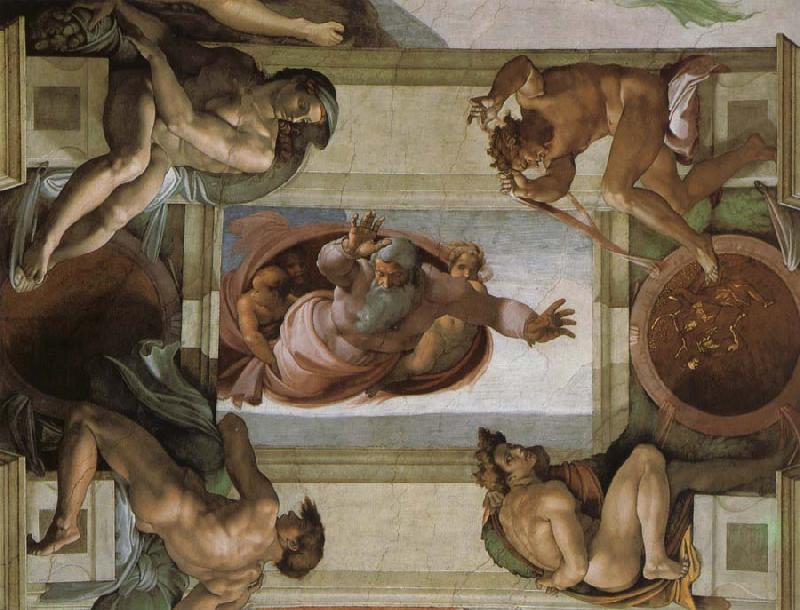 Michelangelo Buonarroti God separates the waters and the country and blesses its work,